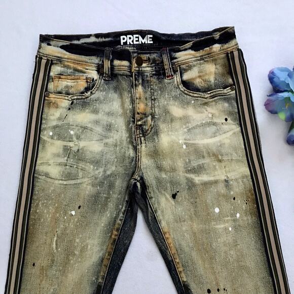 Preme NWOT Stone Wash Paint Splatter Skinny Jeans Men 32 - Picture 3 of 9